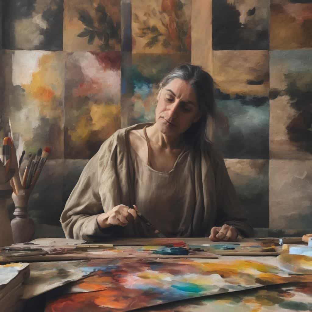 Ζωγράφος δημιουργική έκφραση, εσωτερικός κόσμος, τέχνη και προσωπική εικαστική δημιουργία.